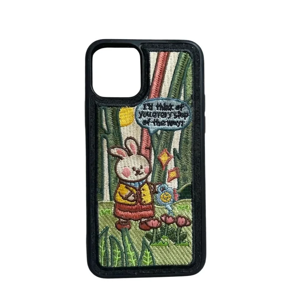 ONLYOU Embroidered Rabbit iPhone X Case Korean Design Multicolor
